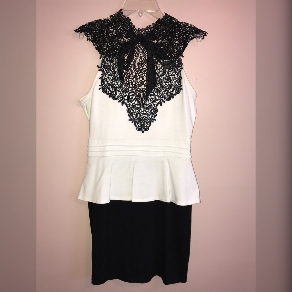 Lace Top Black & White Dress
